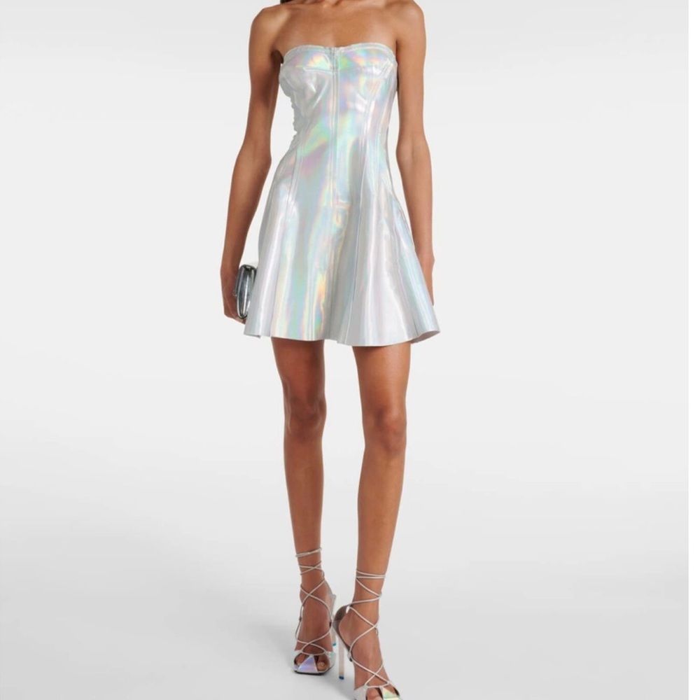 Norma Kamali Revolve Strapless Grace Mini Dress in Hologram Size Large
